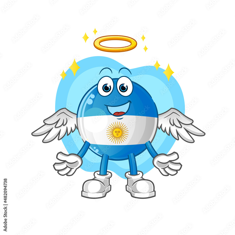 Naklejka premium argentina flag angel with wings vector. cartoon character