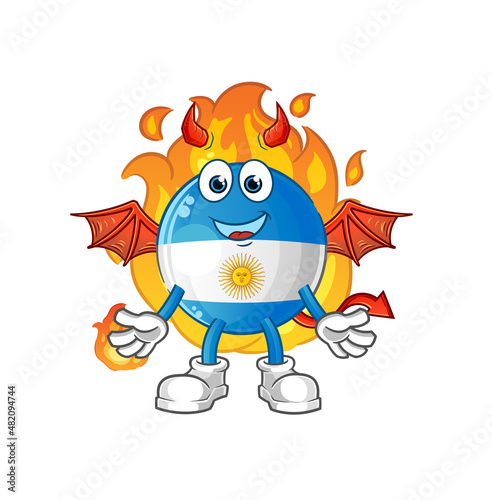 argentina flag demon with wings character. cartoon mascot vector