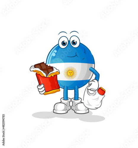 argentina flag eat chocolate mascot. cartoon vector