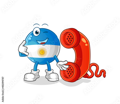 argentina flag call mascot. cartoon vector