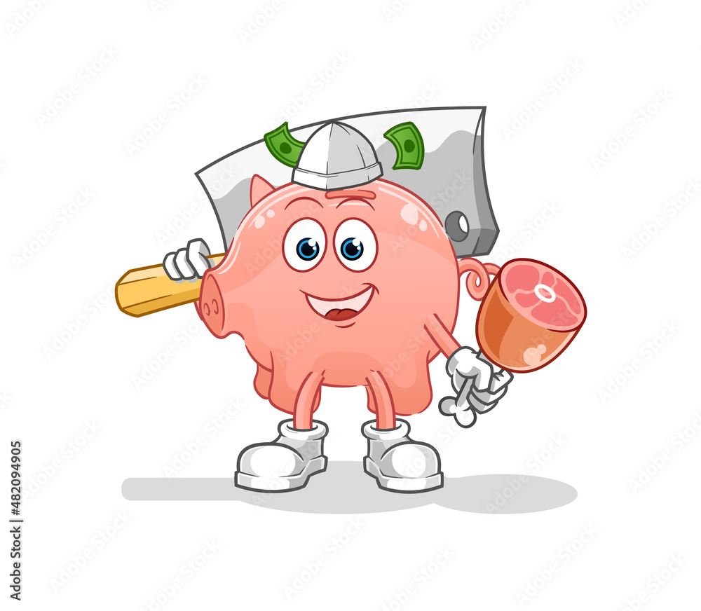 piggy bank Butcher illustration. character vector piggy bank Butcher illustration. character vector