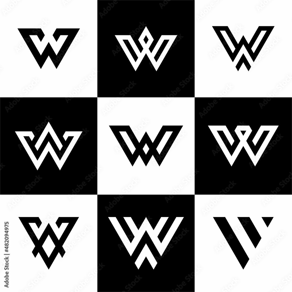 Initial letter W logo design inspiration. with a set of business ...