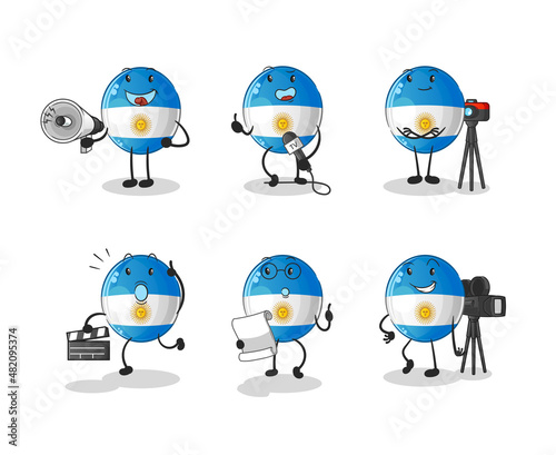 argentina flag entertainment group character. cartoon mascot vector