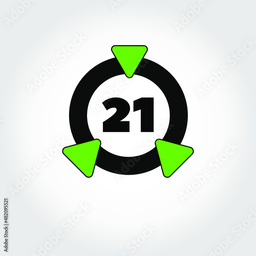 Ring icon with triangles and numeral 21 inside