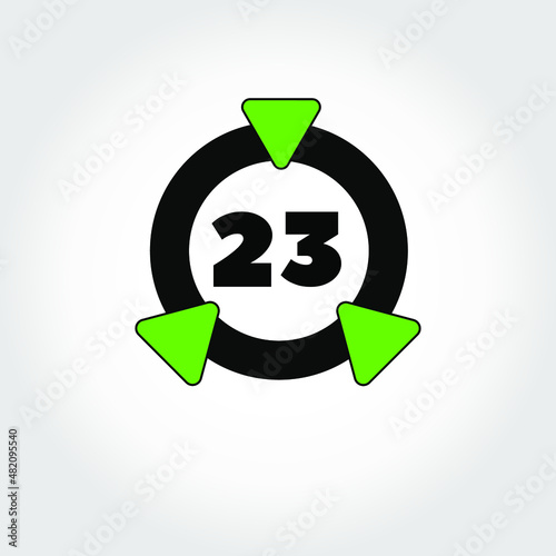 Ring icon with triangles and numeral 23 inside