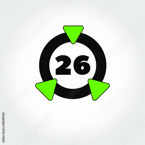 Ring icon with triangles and numeral 26 inside