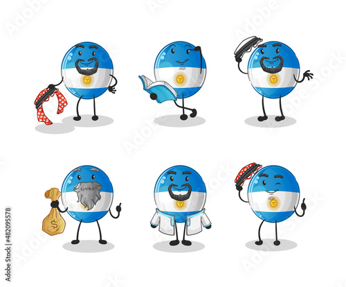 argentina flag arab character. cartoon mascot vector