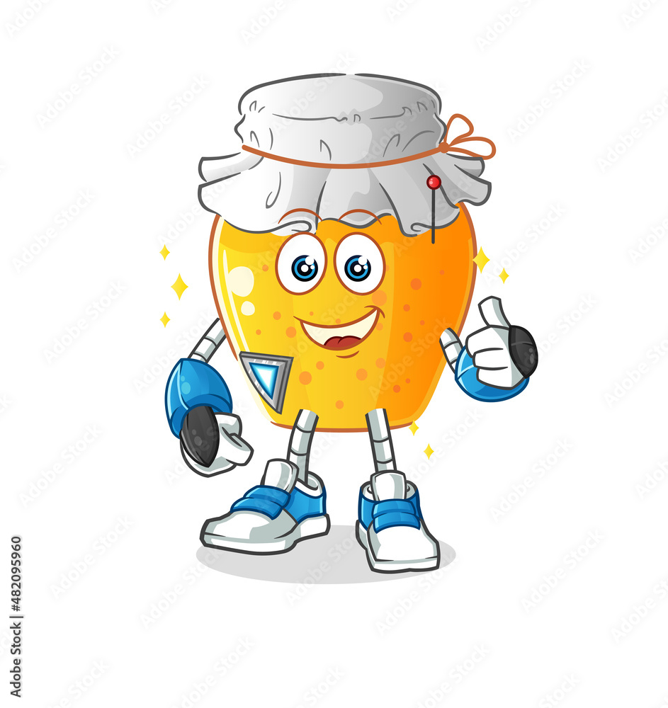 honey jar robot character. cartoon mascot vector honey jar robot character. cartoon mascot vector