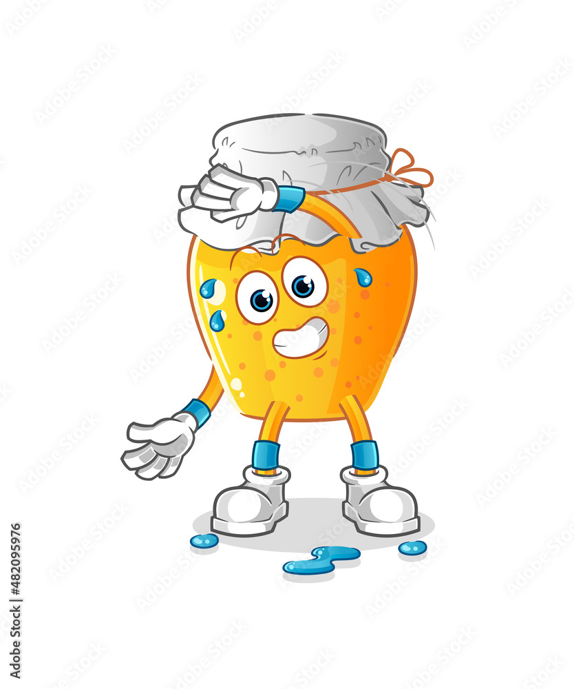 honey jar stretching character. cartoon mascot vector honey jar stretching character. cartoon mascot vector