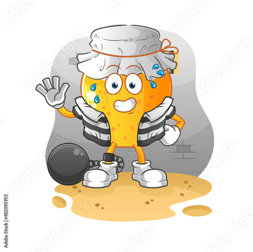 honey jar criminal in jail. cartoon character