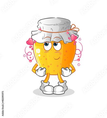 honey jar shy vector. cartoon character