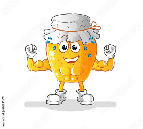 honey jar muscular cartoon. cartoon mascot vector