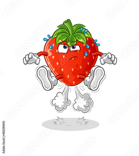 strawberry fart jumping illustration. character vector