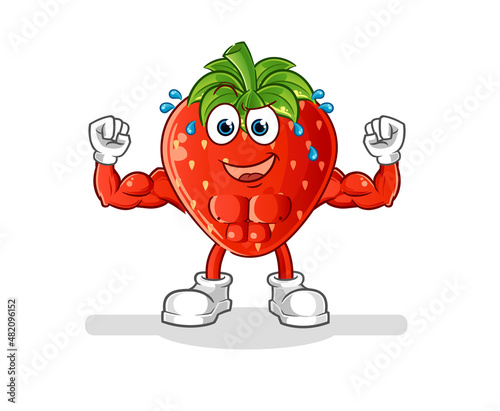 strawberry muscular cartoon. cartoon mascot vector