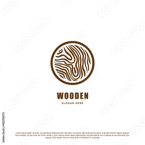 Simple wooden logo design vector.