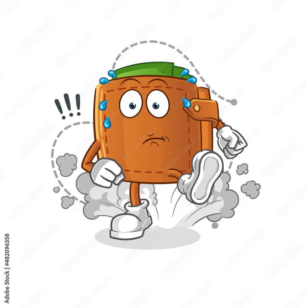 wallet running illustration. character vector wallet running illustration. character vector