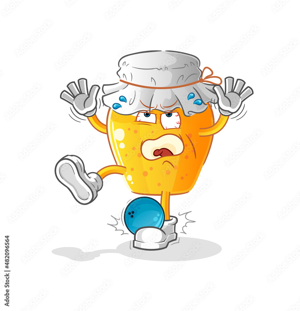 Obraz premium honey jar hiten by bowling cartoon. cartoon mascot vector