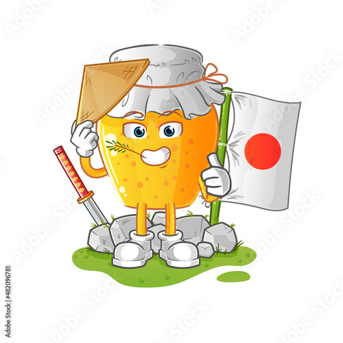 honey jar japanese vector. cartoon character