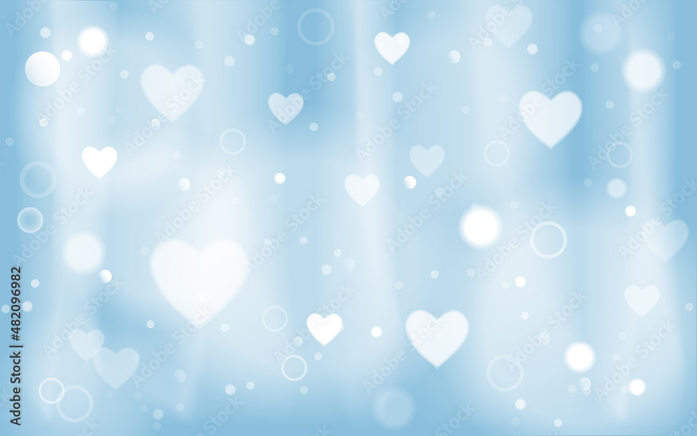 Hintergrund mit Herzen in blau weiß, 
Dekoration Vorlage, 
Vektor Illustration
