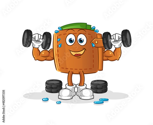 wallet weight training illustration. character vector