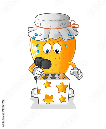honey jar play whack a mole mascot. cartoon vector