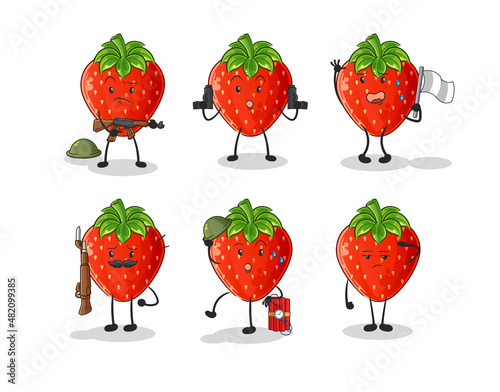 strawberry troops character. cartoon mascot vector