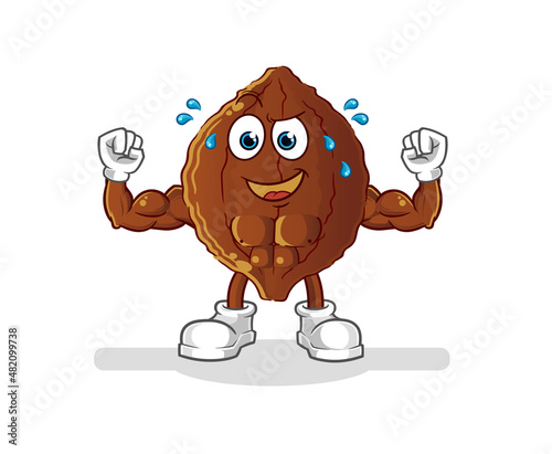 cacao muscular cartoon. cartoon mascot vector