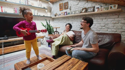 Family singing at home