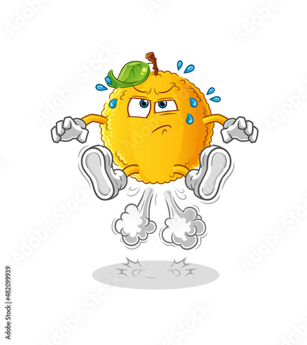 jackfruit fart jumping illustration. character vector