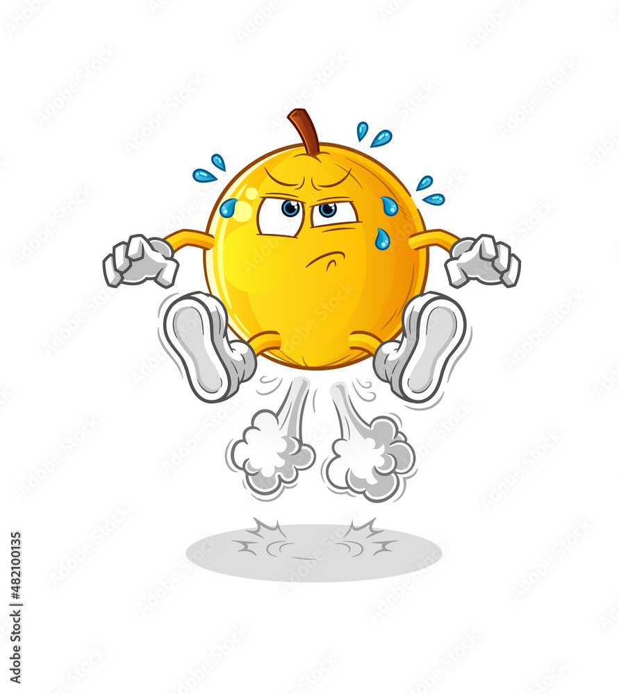 Fototapeta premium langsat fruit fart jumping illustration. character vector