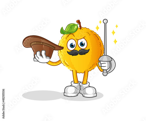 jackfruit fencer character. cartoon mascot vector