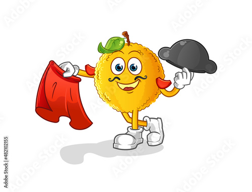 jackfruit matador with red cloth illustration. character vector