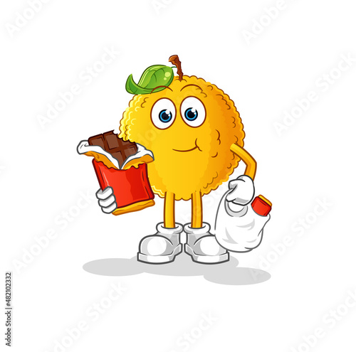 jackfruit eat chocolate mascot. cartoon vector