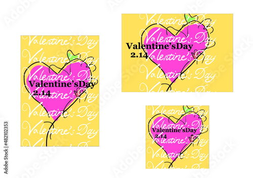 手描きバレンタインポスター　イラスト素材　Valentine Hand drawn illustration