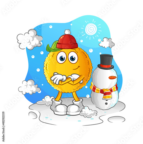 jackfruit in cold winter character. cartoon mascot vector