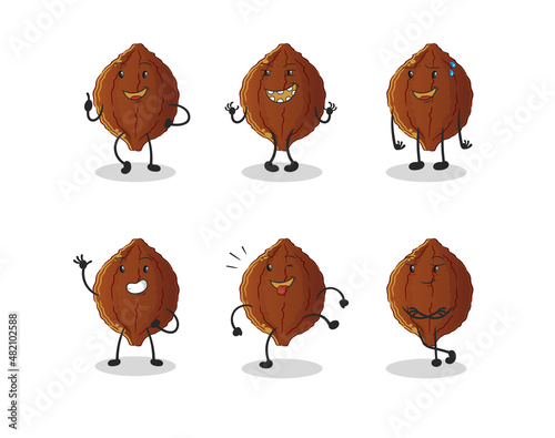 cacao happy set character. cartoon mascot vector