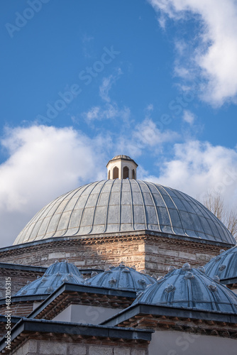 Historical Turkish bath dome and stonewall. Kilic Ali Pasa Hamami. Istanbul, Turkey.