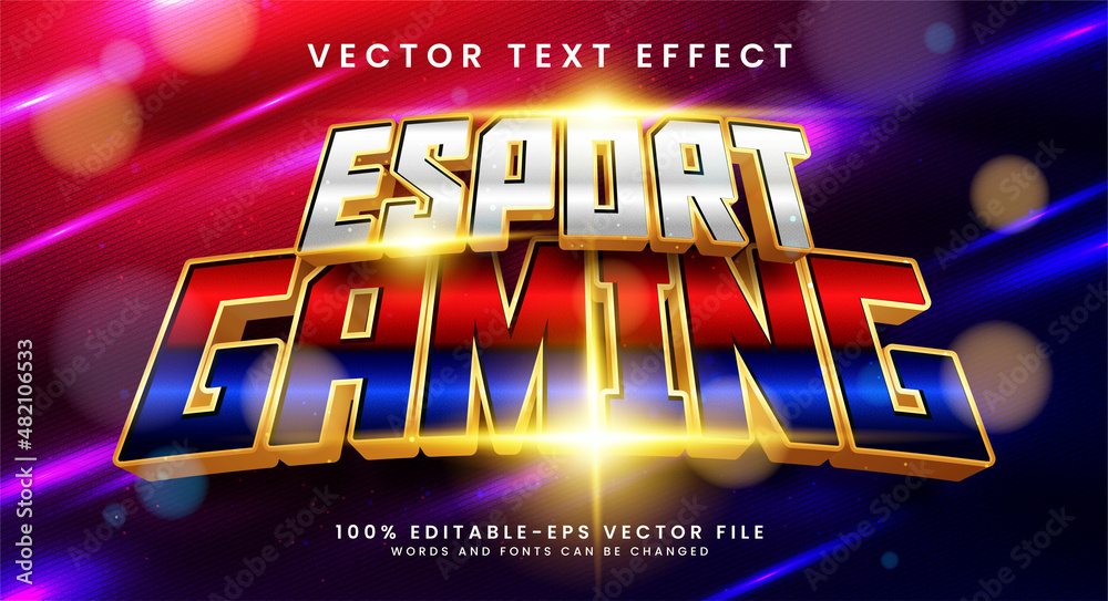 Esport gaming editable text style effect with red and blue color. 3D ...
