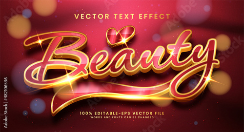 Beauty 3D text style effect. Editable text with minimalist concept.