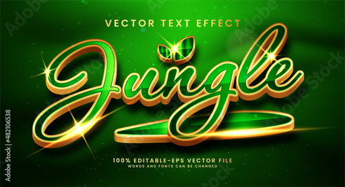 Jungle 3D text style effect. Editable text with green color concept.