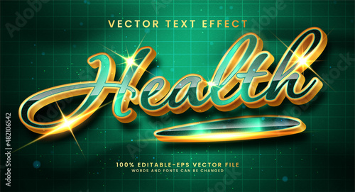 Health 3D text style effect. Editable text with healthy concept.