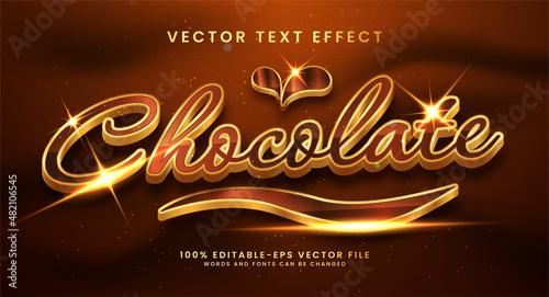 Chocolate 3D text style effect. Editable text with brown color concept.