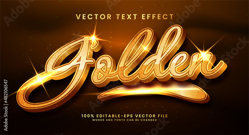 Golden 3D text style effect. Editable text with luxury concept.