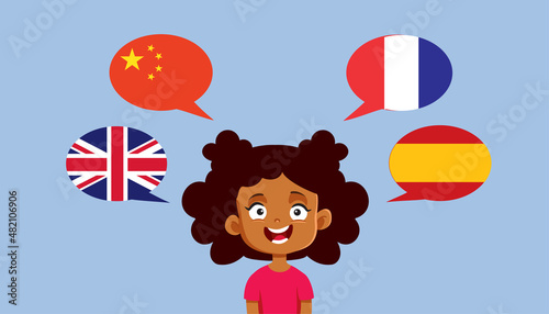 Polyglot Little Girl Speaking English, Chinese, French and Spanish