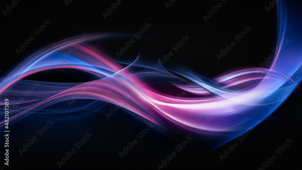 Obraz premium Shining Pink and Blue Waves on Dark