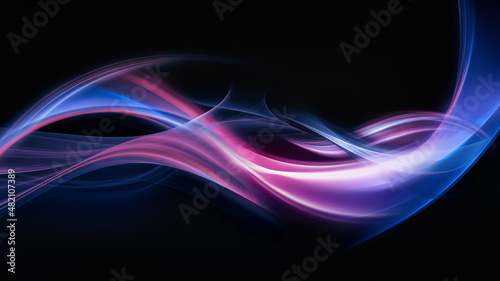 Shining Pink and Blue Waves on Dark