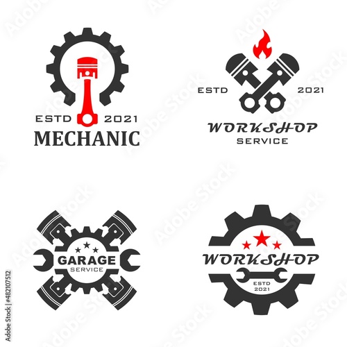 set machine workshop logo. auto repair. 