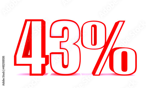 43 Percent off 3d Sign on White Background, Special Offer 43% Discount Tag, Sale Up to 43 Percent Off,big offer, Sale, Special Offer Label, Sticker, Tag, Banner, Advertising, offer Icon