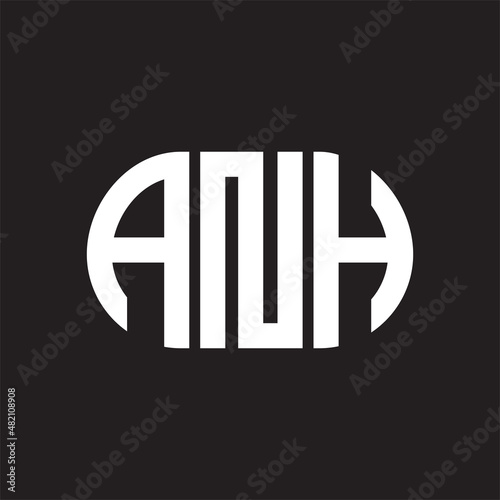 ANH letter logo design on black background. ANH photo