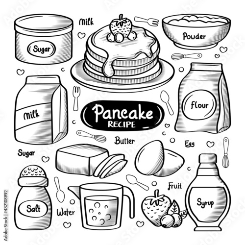 Pancake recipe with hand drawn doodle element